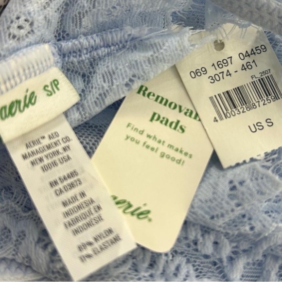 Aerie Eyelash Lace Racerback Bralette Size Small NEW Baby Blue Longline - Picture 8 of 8